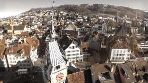 Drohnenaufnahme des Zytturm in Zug